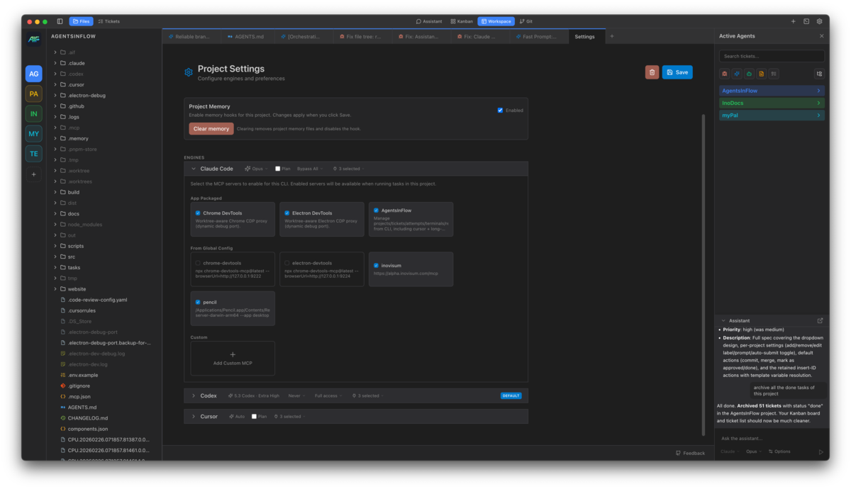 AI engine configuration in AgentsInFlow
